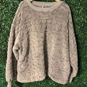 Free People Gray Cable-Knit Sweater NWOT